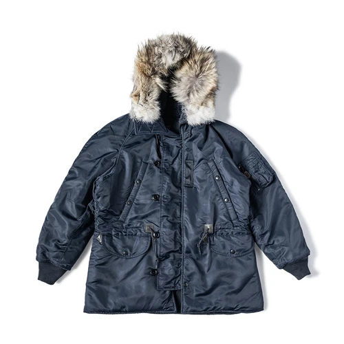 Parka Fliegerjacke dunkelblau kaltes Wetter Fellkapuze - Bild 8 von 31