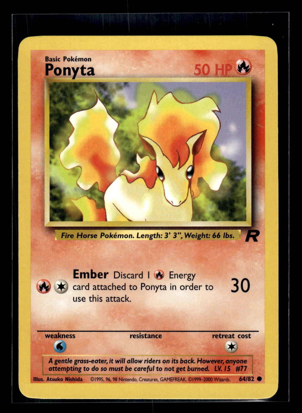 2000 Pokemon Team Rocket #64/82 Ponyta NM-Mint+