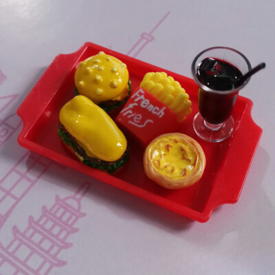 6PC 1/6 Scale Dollhouse Miniatures  Mini Drinks Food Hamburger Accessory