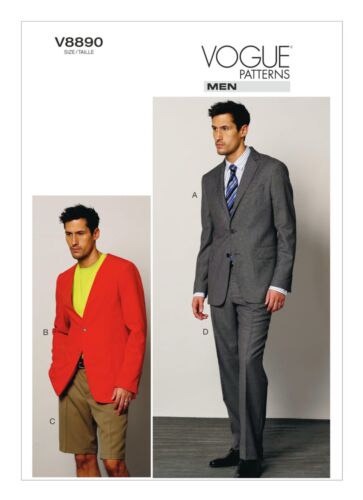 Vogue SEWING PATTERN V8890 Mens Suit Jackets,Shorts & Trousers 34-40 Or 40-46 - Afbeelding 1 van 7