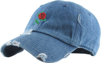 Rose Embroidery Dad Hat Baseball Cap Unconstructed Cotton