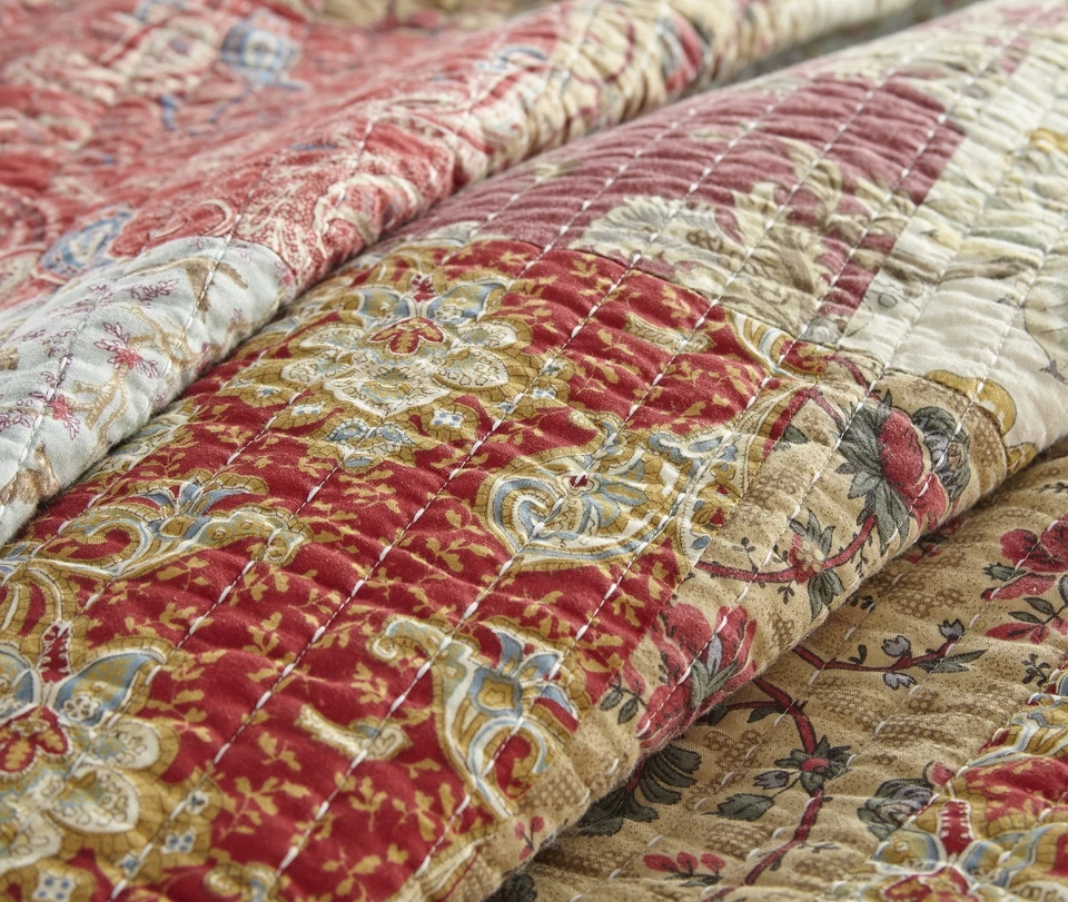 Colcha Prelavada Floral Leslie Colcha Retazos Algodón Edredón Foto 2 de 4