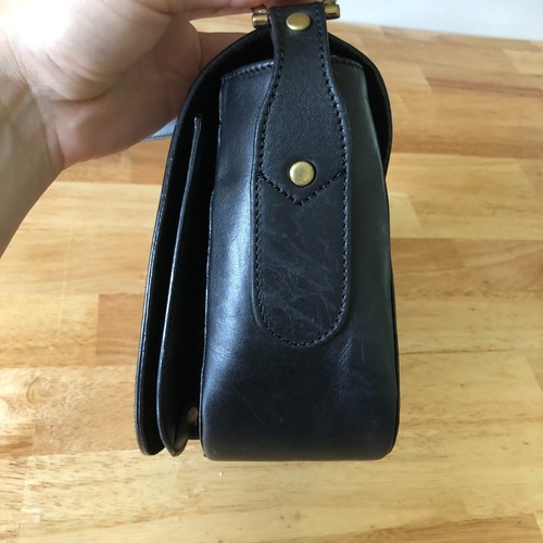 Vintage Bally Black Leather Smooth Saddle Crossbody Bag Purse - Picture 6 of 24