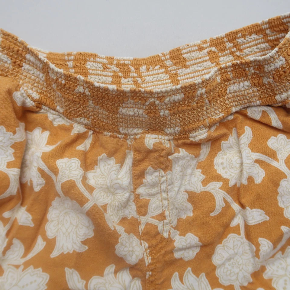 Pantalones Cortos Briggs Mujer Mezcla de Lino Medianos Estampado Floral Calado Boho Naranja Verano Foto 2 de 4