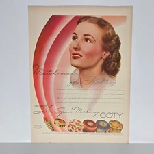 1940 Coty Makeup Vintage Ad Cosmetics Face Powder Lipstick Rouge Flattery