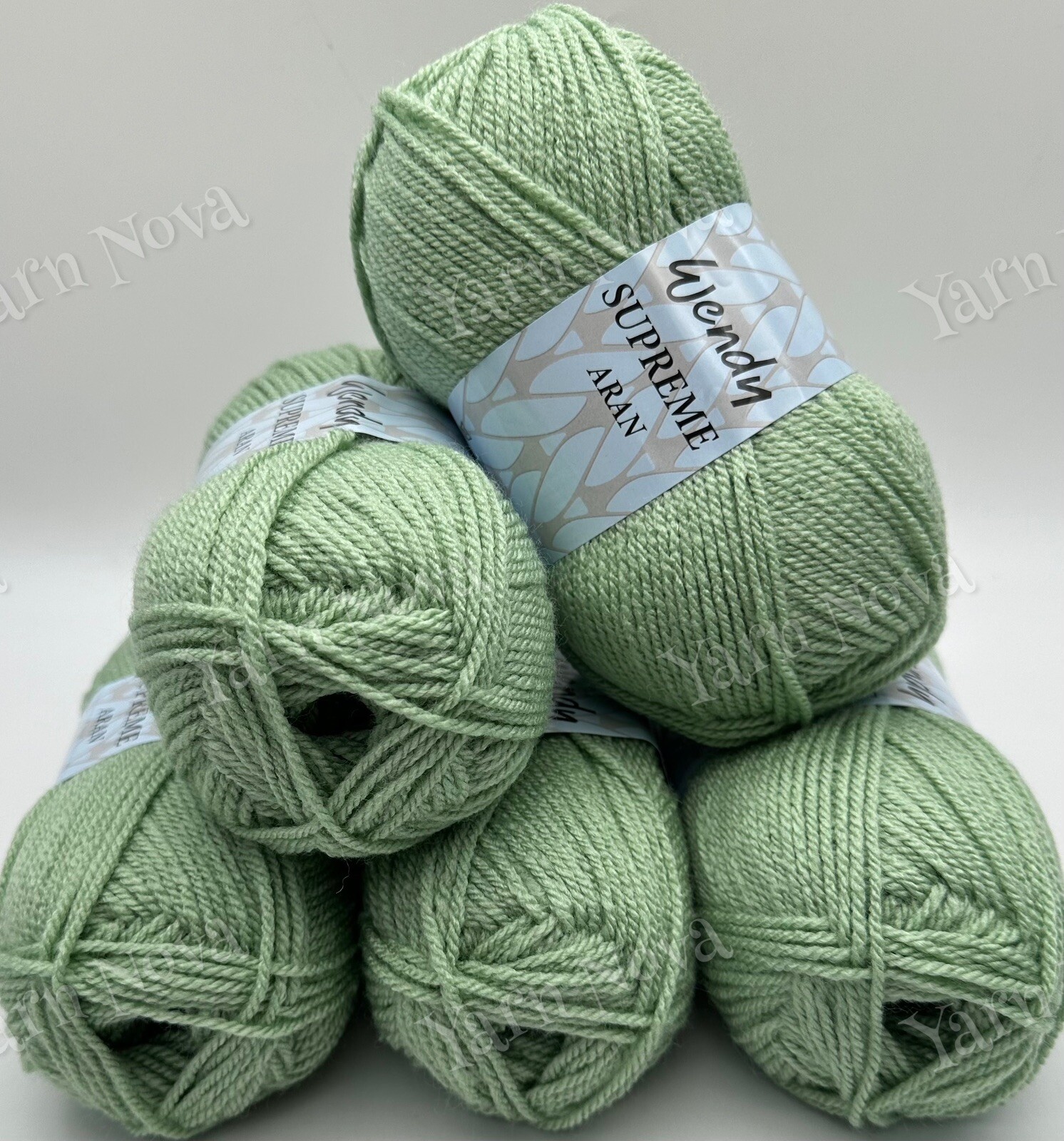 Wendy Supreme Aran Knitting Crochet Yarn Wool - 5x100g Balls - SA61 Aloe