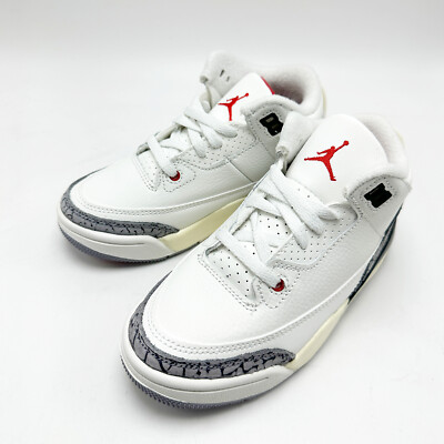 NEW* Kids NIKE AIR JORDAN RETRO 3 PS SUMMIT WHITE (DM0966 100), SZ