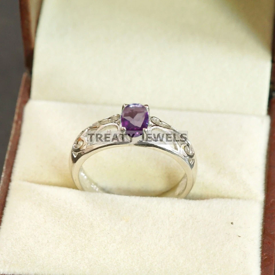 Piedras preciosas de alejandrita de corte ovalado con anillo de plata de ley 925 para hombre #A614 * Foto 2 de 4