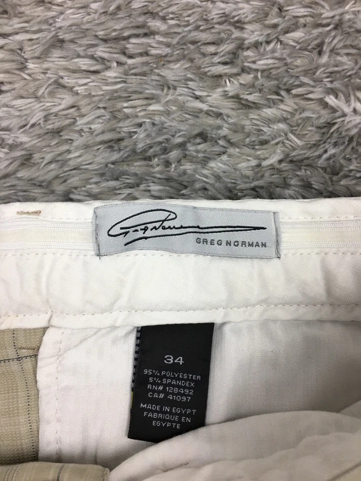 Pantalones Cortos Chinos Greg Norman Para Hombre Talla 34 Beige Claro Poliéster A Cuadros Foto 4 de 4