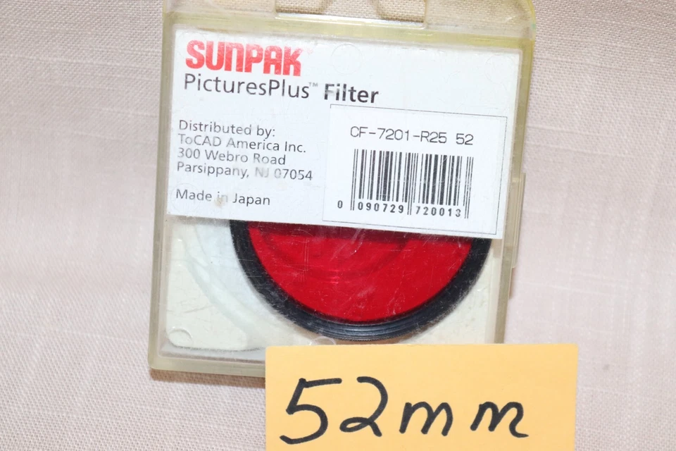 New Vtg Sealed SunPak Pictures Plus 52mm RED 25 R2 FILTER Japan Medium Red-MINT - Image 2 of 4