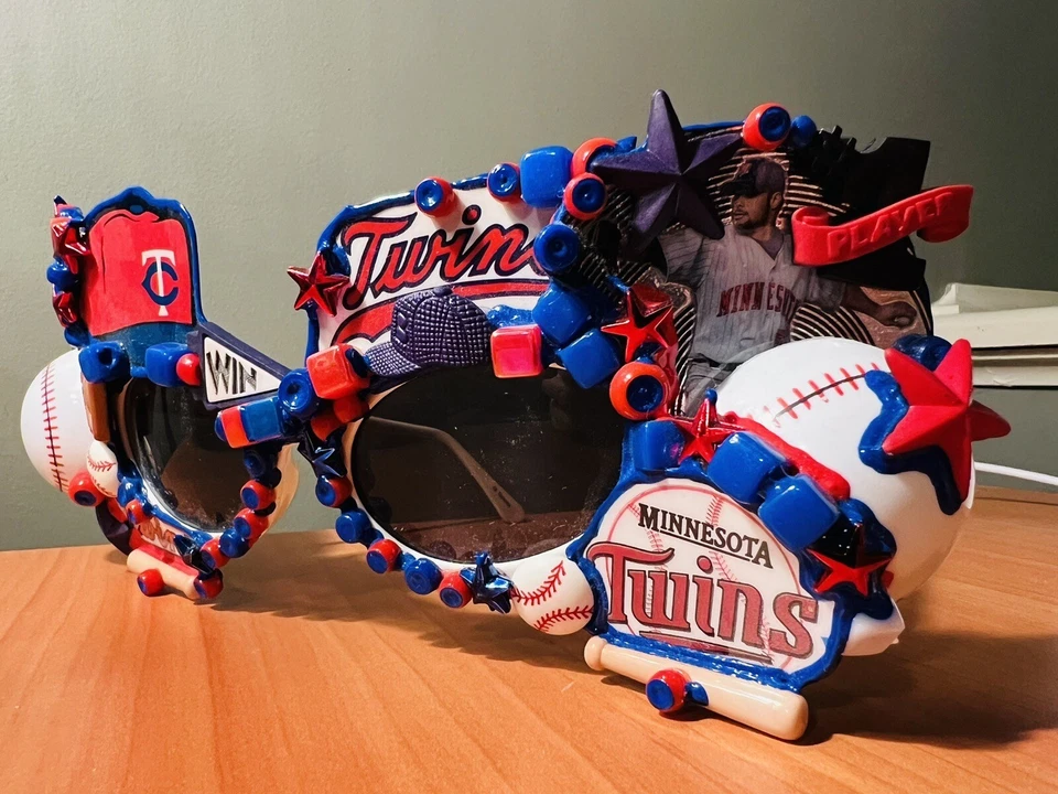 Gafas Minnesota Twins diseñadas por artista raras únicas - Johan Santana Foto 3 de 4