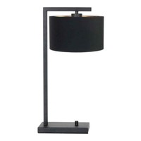 Tischleuchte Schreibtischlampe Beistelllampe Drehschalter Metall Stoff Schwarz
