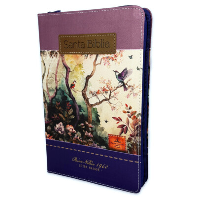 Biblia con Cierre Letra Grande 12 puntos RV1960 imit. lila bosque con indice