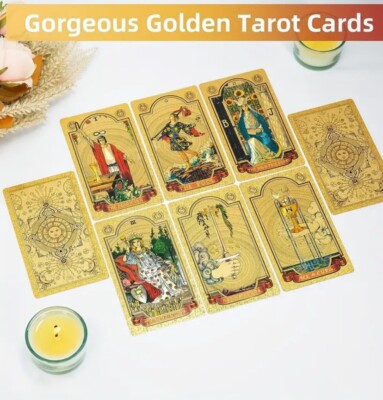 Golden Tarot Classic 78 Cards Foil Deck Waterproof Magical Oracle