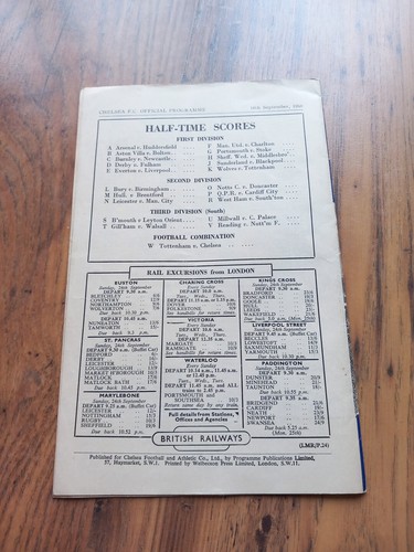 1950/51 Chelsea vs West Brom / WBA, Division 1, 16/9/1950 ** FREE P&P ** - Picture 3 of 3