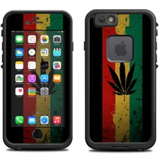 Skin Decal for Lifeproof iPhone 6 Fre Case / Rasta Weed Pot Leaf Red