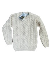Irish Wool Fisherman Sweater Childs New Crafts Aran Cable Weave Unisex 6-7 Years