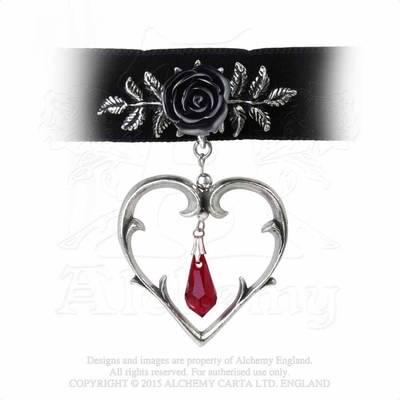 Gothic Anhänger Halsband Herz Heart Rose Neo Viktorianisch Amulett ALCHEMY P740