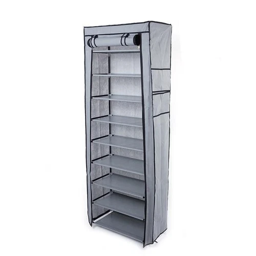 Hot Sale Fashionable Room-saving 9 Lattices Non-woven Fabric Shoe Rack Gray New - Picture 4 of 8