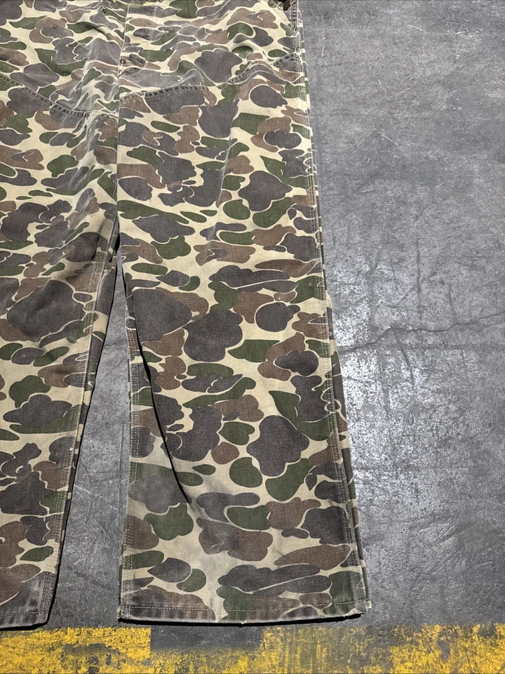Vintage Carhartt BU103 Bib Overalls Duck Camo Hunting Made In USA Men's 44x30 - Image 3 of 4