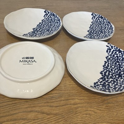 Mikasa Beilagenteller 4x Steinzeug 19 cm Geschirr - gepunktet, Goldrand