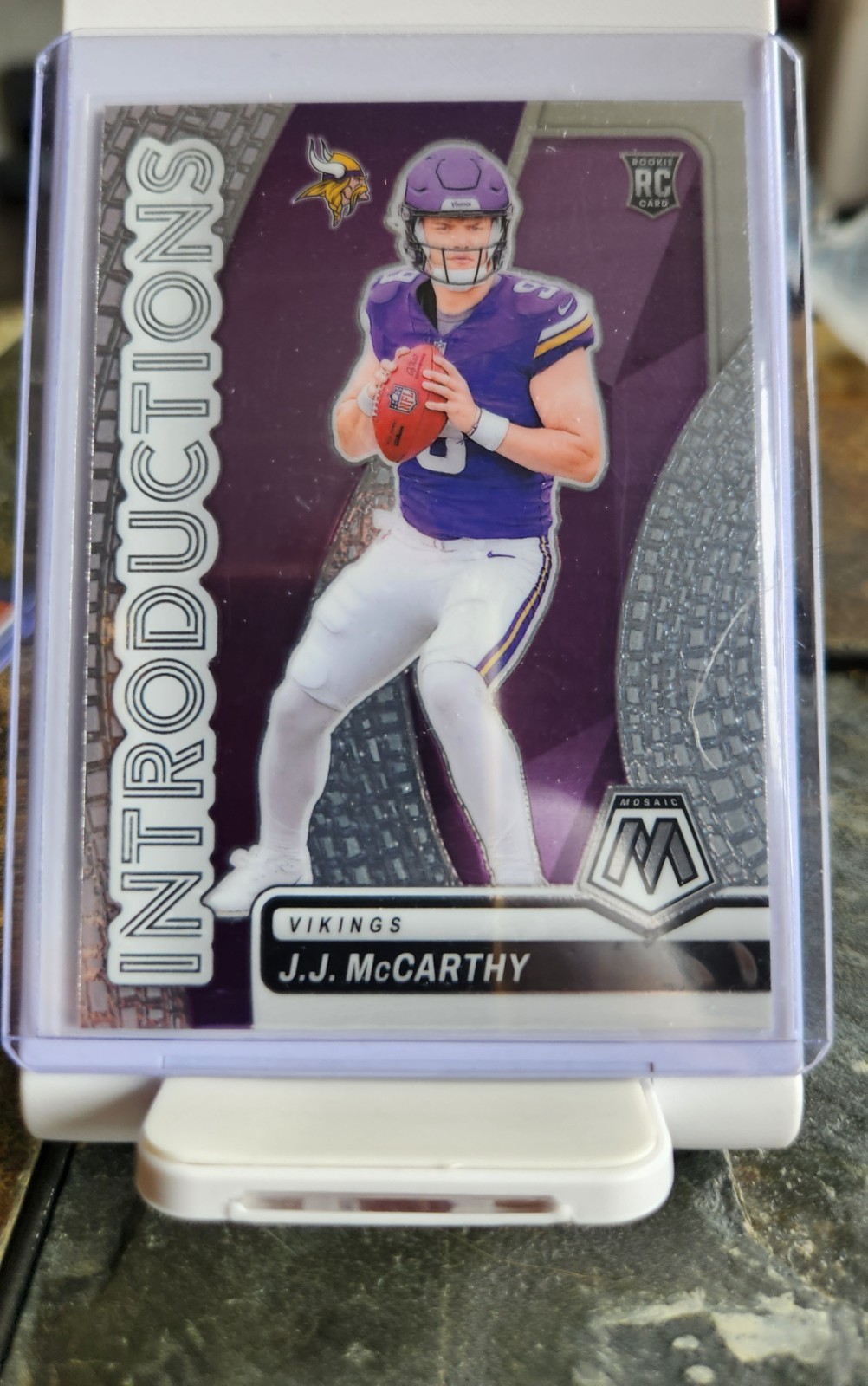 2024 Panini Mosaic - Introductions J.J. McCarthy #5 Silver Prizm (RC)