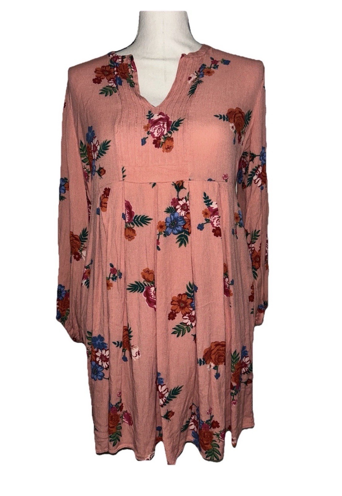 Matilda Jane A-Line Pink Floral Knee Length Long Sleeve Dress Size Small