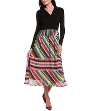 Elie Tahari The Mave Mixed Media Venus Midi Dress Women's