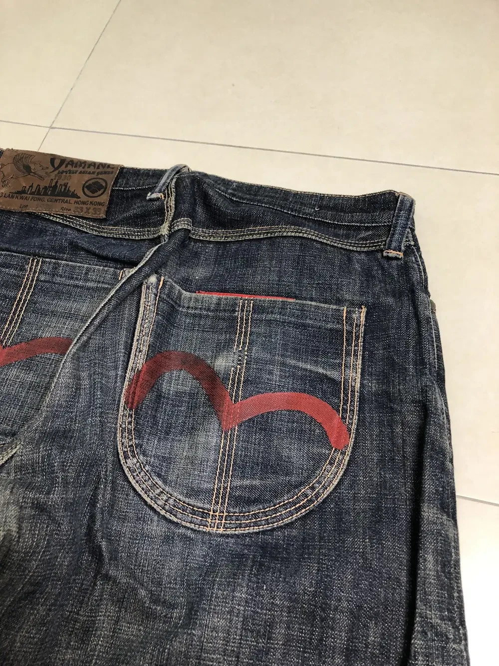 EVISU Yamane Vintage Painted Seagull Indigo Selvedge Jeans (Size 33) - Fits 32 image 4