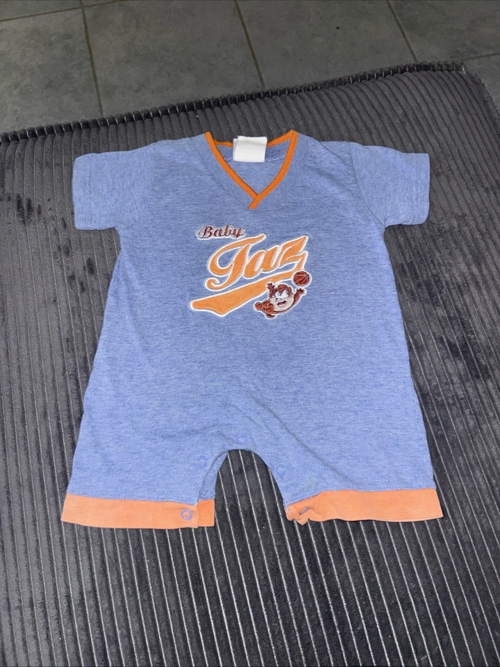 Vintage baby taz outfit 0-6 Month Looney Tunes Baby taz blue Jumper Romper - Image 4 of 4