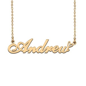 Authentic 18K Gold Plated Name Necklace Andrew Necklace for Women Heart Pendant Jewelry Gi