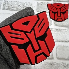 Fender Badges 2x Autobot Transformer Mask Car Emblem Red Black Badge Decal