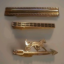 3 Tie Bars Tie Clips Mixed Swank Hickok Vintage Goldtone 