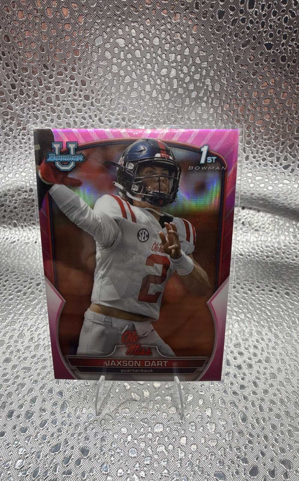 2022 Bowman University Chrome - Jaxson Dart #94 Pink Refractor (RC)
