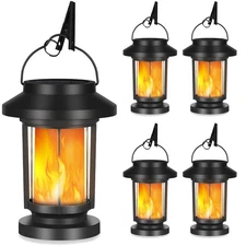 Solar Lantern Outdoor Lights, 4 Pack Upgraded Flickering Flameless Solar Ligh...