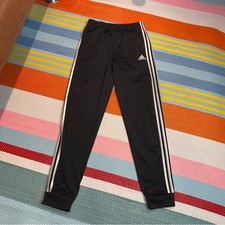 Adidas Black Joggers White Stripe Boys Kids Size Large 14/16