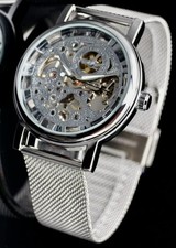 Winner Herren Männer Mechanisch Handaufzug Uhr Silber Farben 40mm NEU