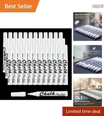 White Liquid Chalk Markers 36 Pack for Blackboard Windows Glass Art DIY