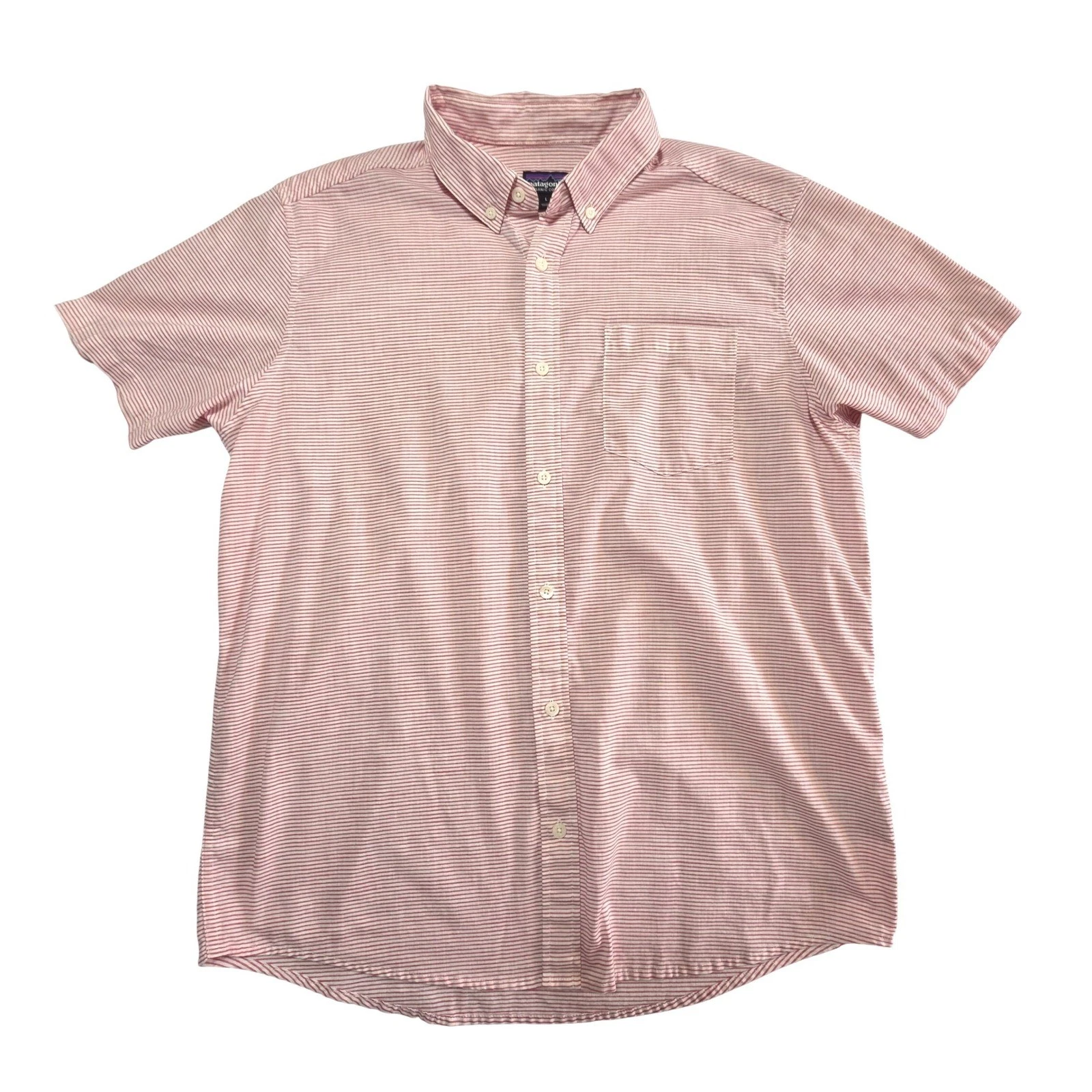 Patagonia Men's Lightweight Bluffside Shirt Red & White Microstripe Large