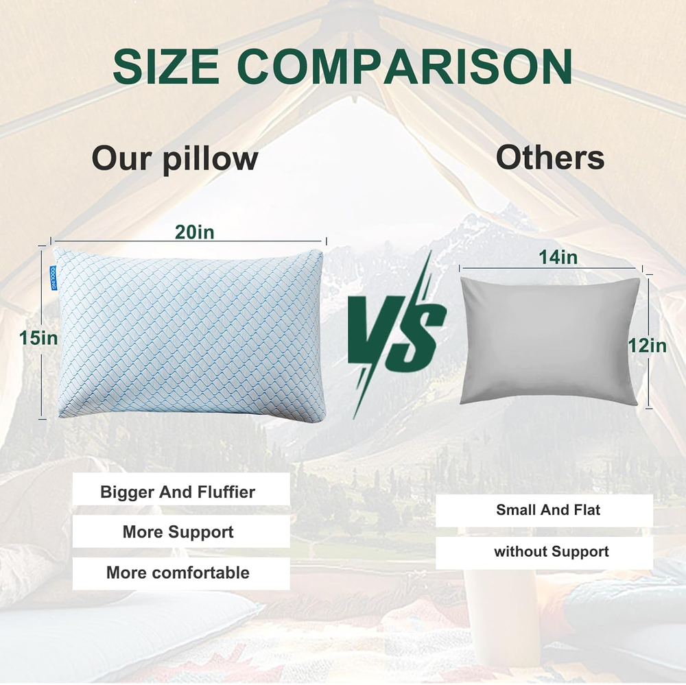 Compressible Travel Pillow for Camping – Large Shredded Memory Foam