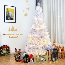 Artificial Christmas Tree with Warm White LED Lights Bushy Pine 4ft 5ft 6ft 7ft