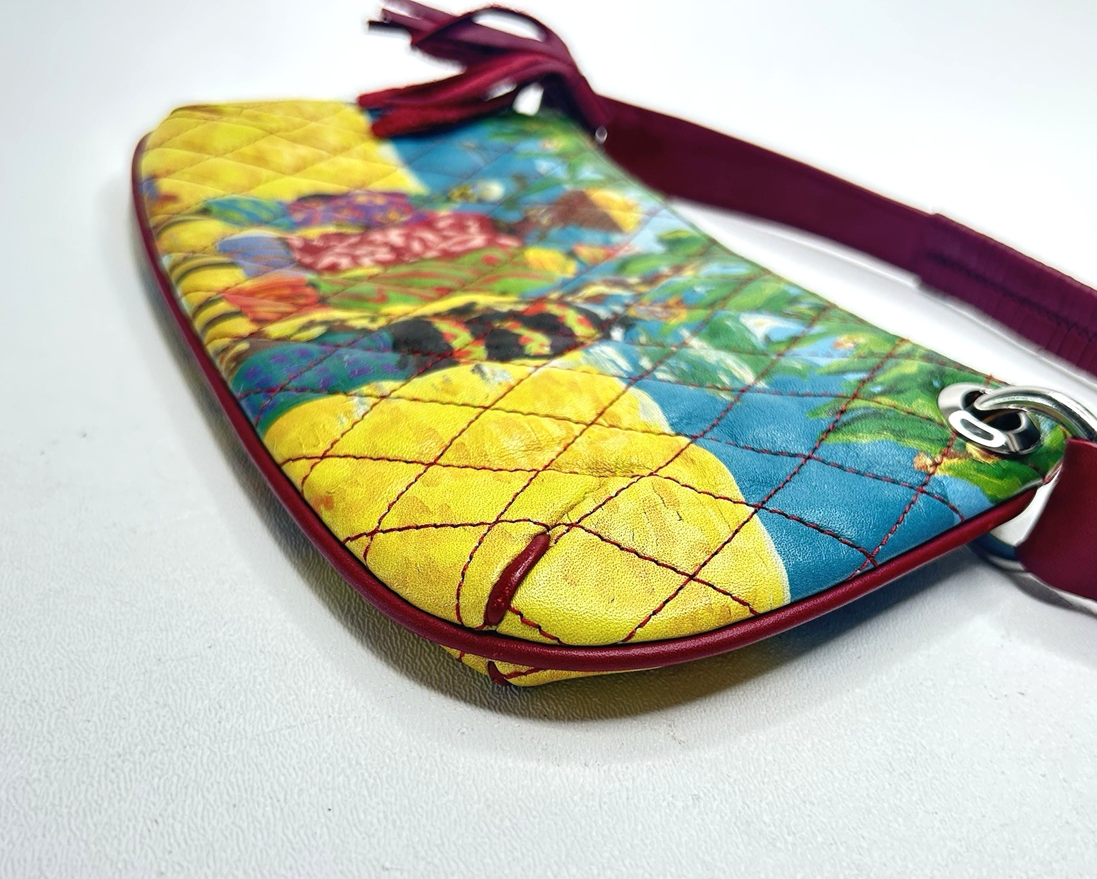 ICON Los Angeles Wearable Art Leather Handbag Purse Quilted Multi Colored