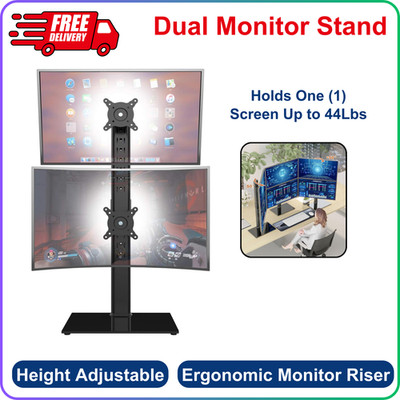 Dual Monitor Stand - Vertical Stack Screen Free-Standing Monitor Riser Ergonomic