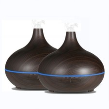 2 Units Dark Wood Grain Look Essential Oil Diffuser,Ultrasonic Diffusing Cool...