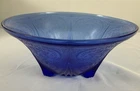 Depression Glass Hazel Atlas Royal Lace Cobalt Blue Footed Salad Bowl No Chips