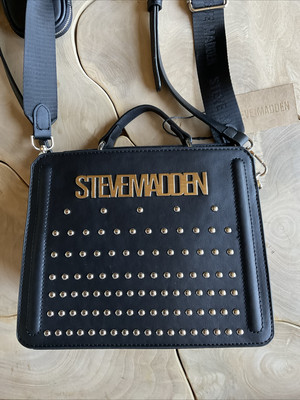 Steve Madden Black Studded Crossbody & AirPod Case 2 Strap  display picture 3