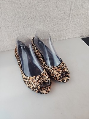 Maurices Leopard Print Ballet Flats Slip On Open Toe Shoes Womens Size 8