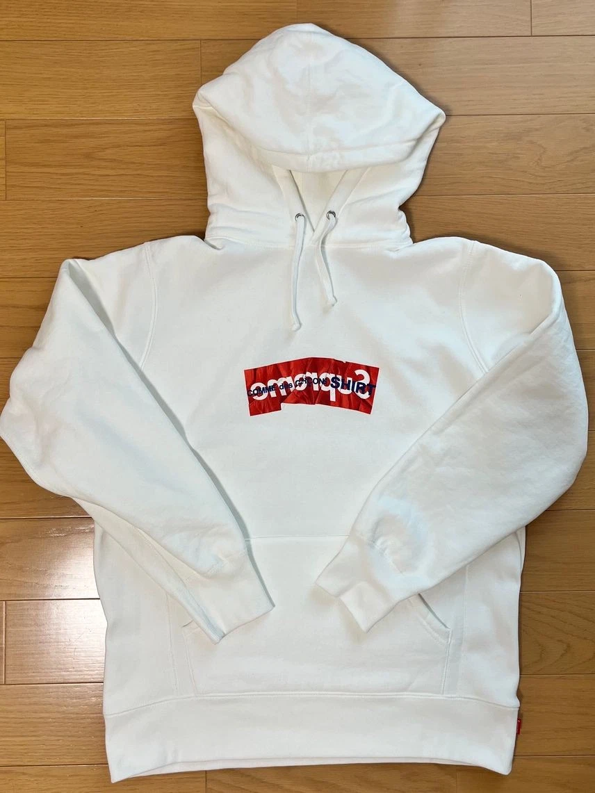 Sweat à capuche blanc Supreme Comme Des Garçons boîte chemise logo