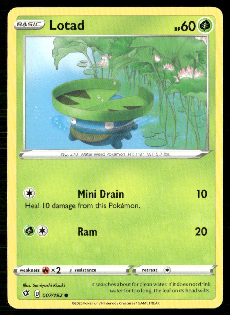 Lotad 007/192 Common Rebel Clash Pokemon Lightly Played