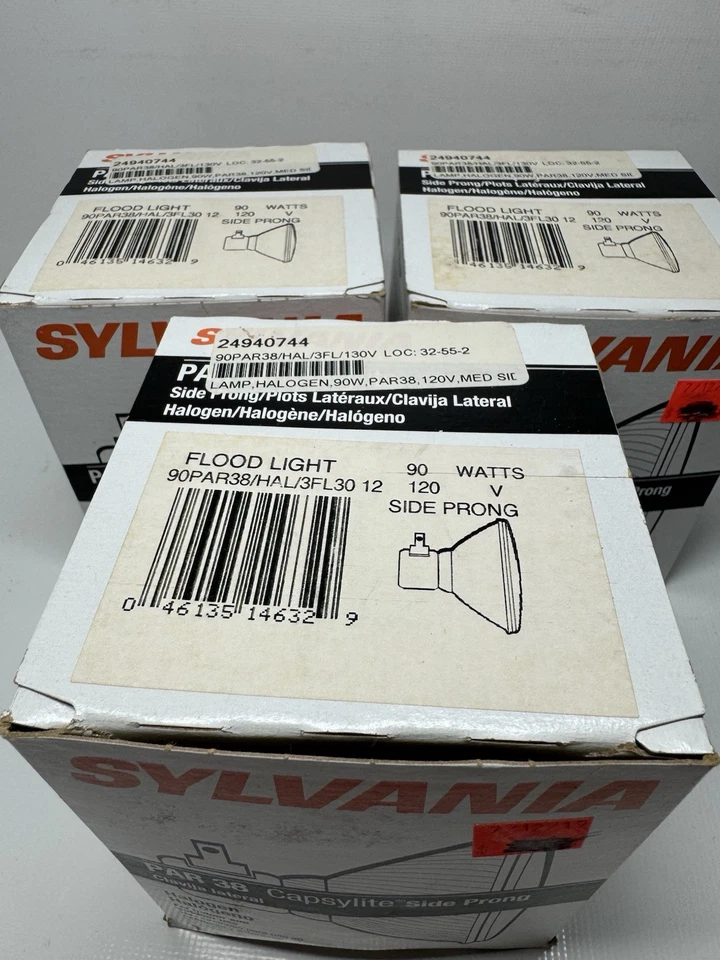 Sylvania PAR38 90W Flood Bulbs Side Prong 120V Capsylite New In Box - Image 3 of 4